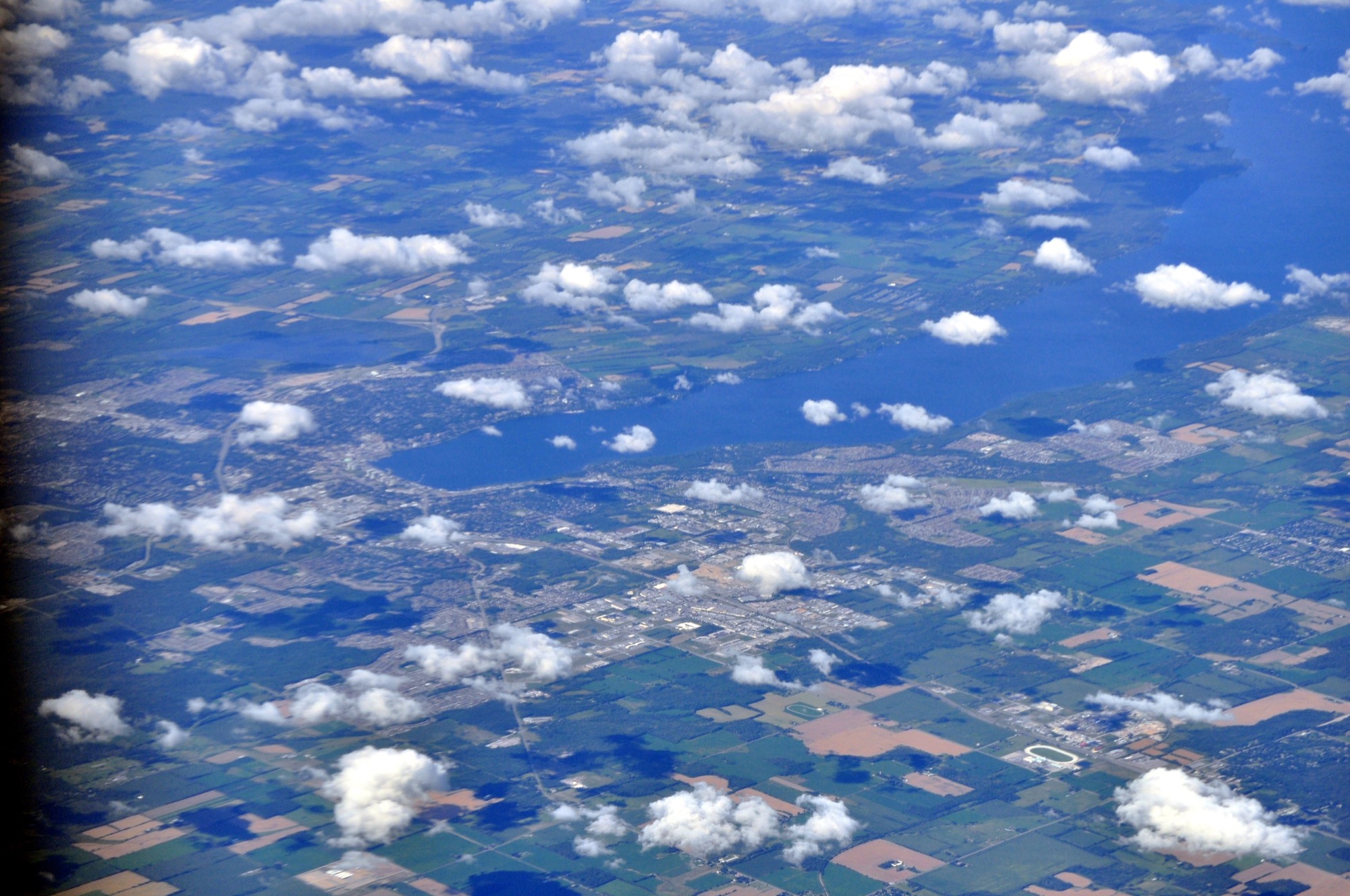 Aerial view of Barrie from the southwest